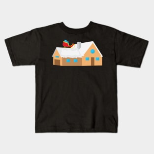 Santas sleigh on roof Kids T-Shirt